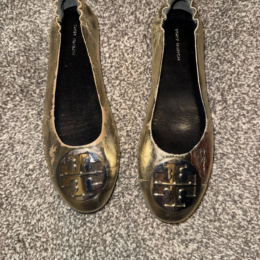 Tory Burch Metallic Gold Loafers